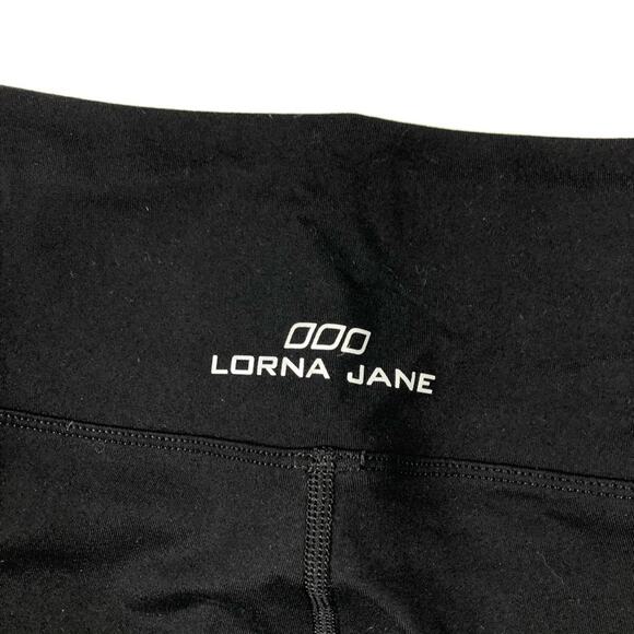 LORNA JANE Black Mesh Cutout Cropped Leggings XS Workout Gym Yoga - Picture 2 of 5